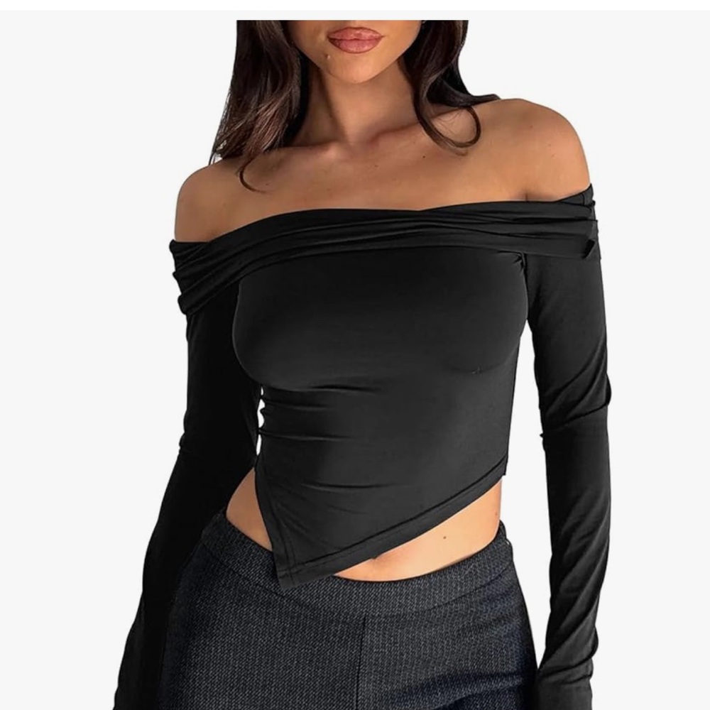 Modern Black Off-Shoulder Top
